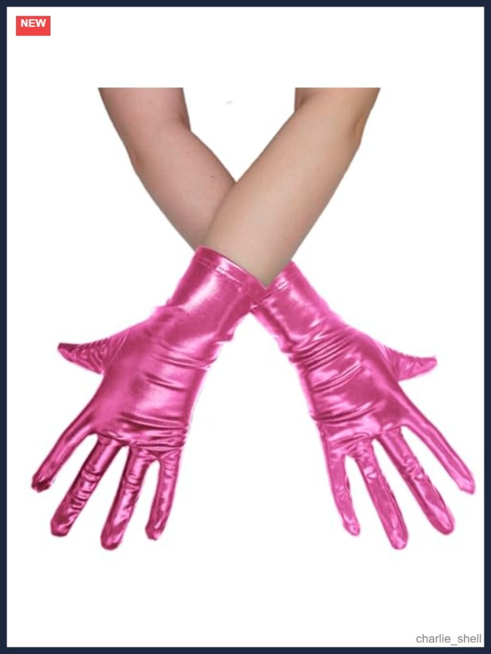 Shiny Metallic Wet Look Wrist Length Costume Gloves One Size